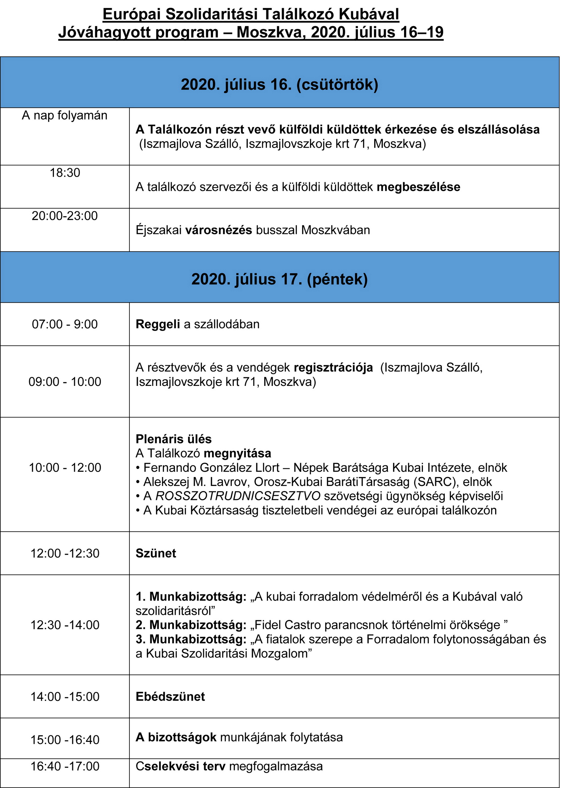 európai találkozó PROG 1